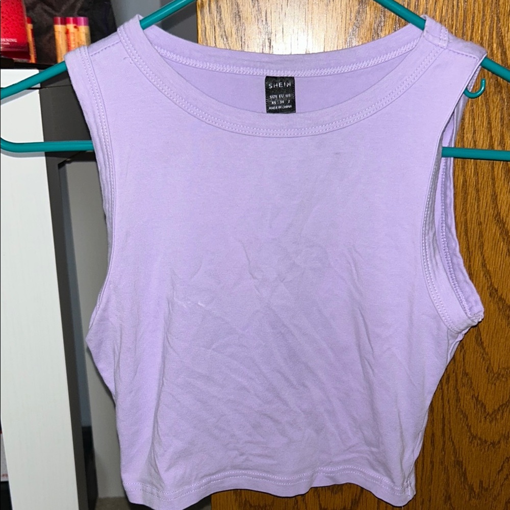 SHEIN Purple Tee Crop Top